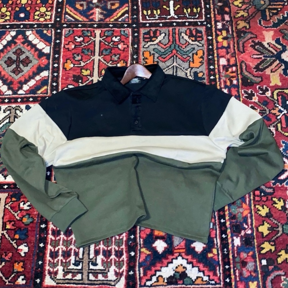 🆕 WeSC Cropped Rugby Polo Shirt LS Color block - Picture 6 of 9